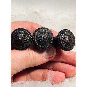 Set of 3 Vintage Style Floral Medallion Drawer Pulls Oil Rubbed Bronze Knobs
